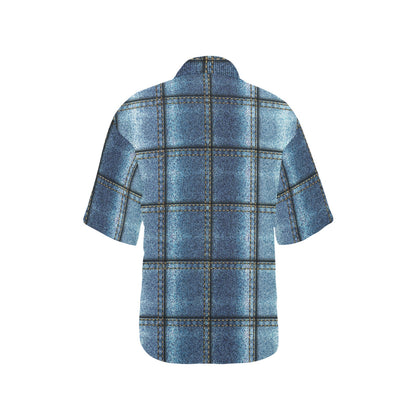 Jean Patchwork Pattern Print Design 02 Women's Hawaiian Shirt