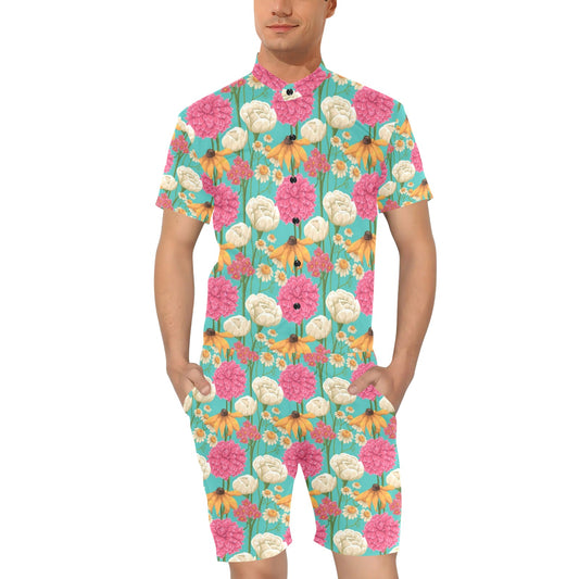 Summer Floral Pattern Print Design SF07 Men's Romper