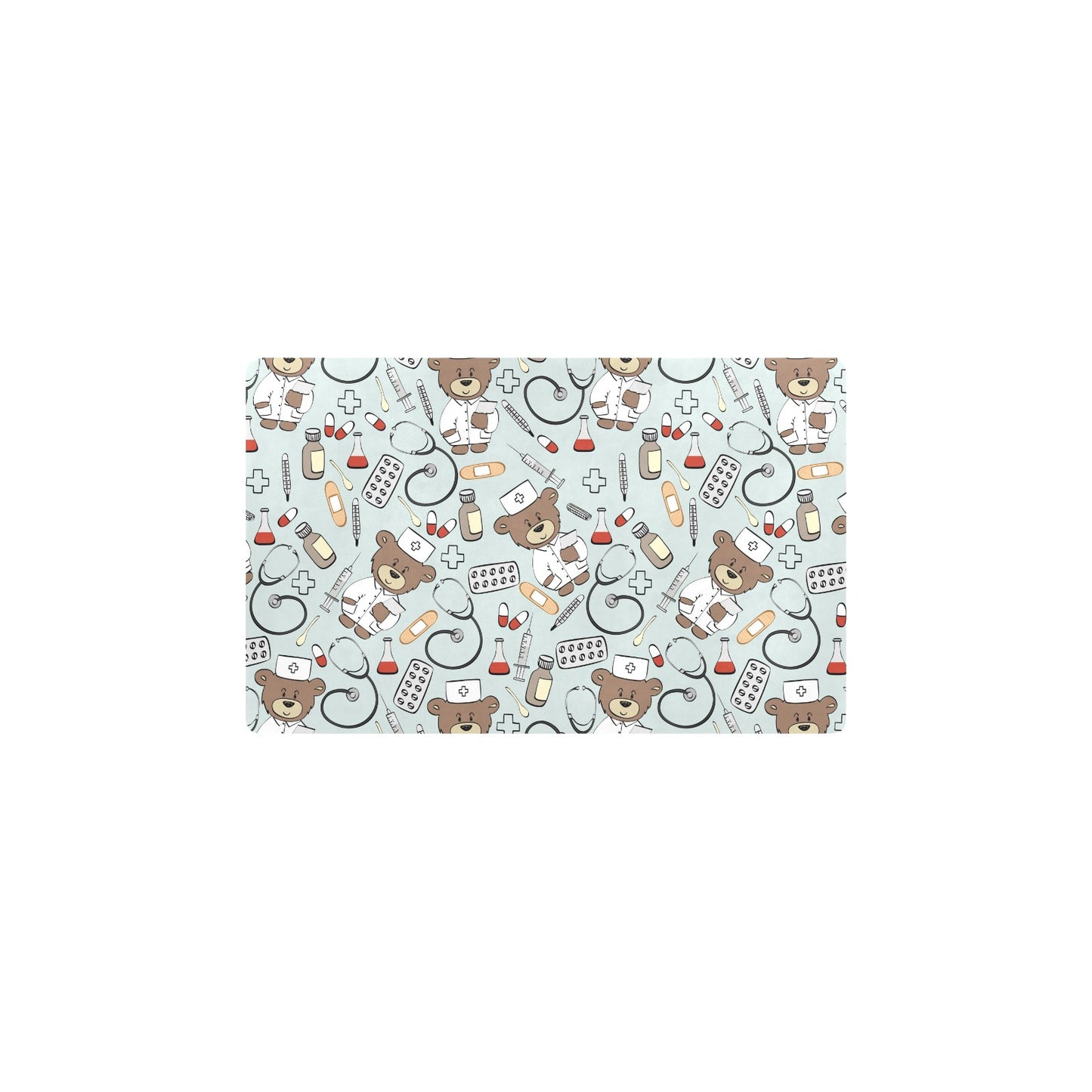 Nurse Bear Pattern Print Design A01 Kitchen Mat