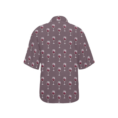 Wine Glass Pattern Print Design LKS305 Women's Hawaiian Shirt