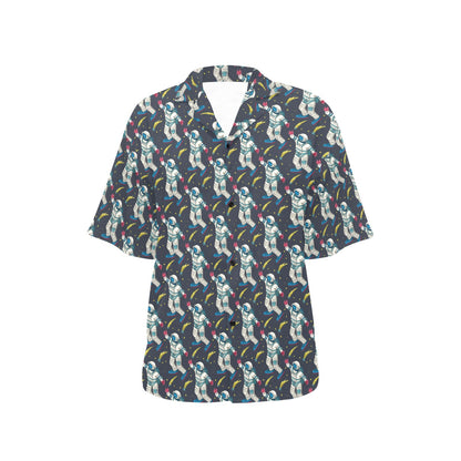 Astronaut Pattern Print Design 04 Women's Hawaiian Shirt