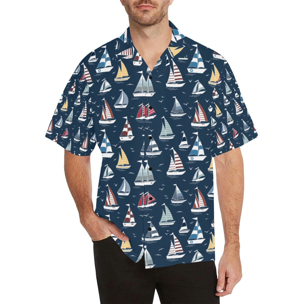 Sailboat Print Design LKS306 Men's Hawaiian Shirt