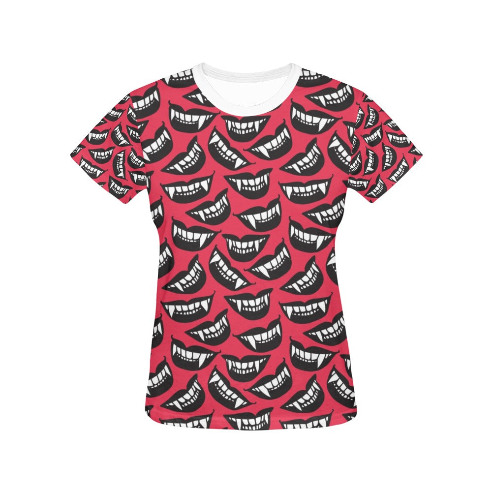 Vampire Lips Print Design LKS305 Women's  T-shirt