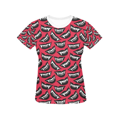 Vampire Lips Print Design LKS305 Women's  T-shirt