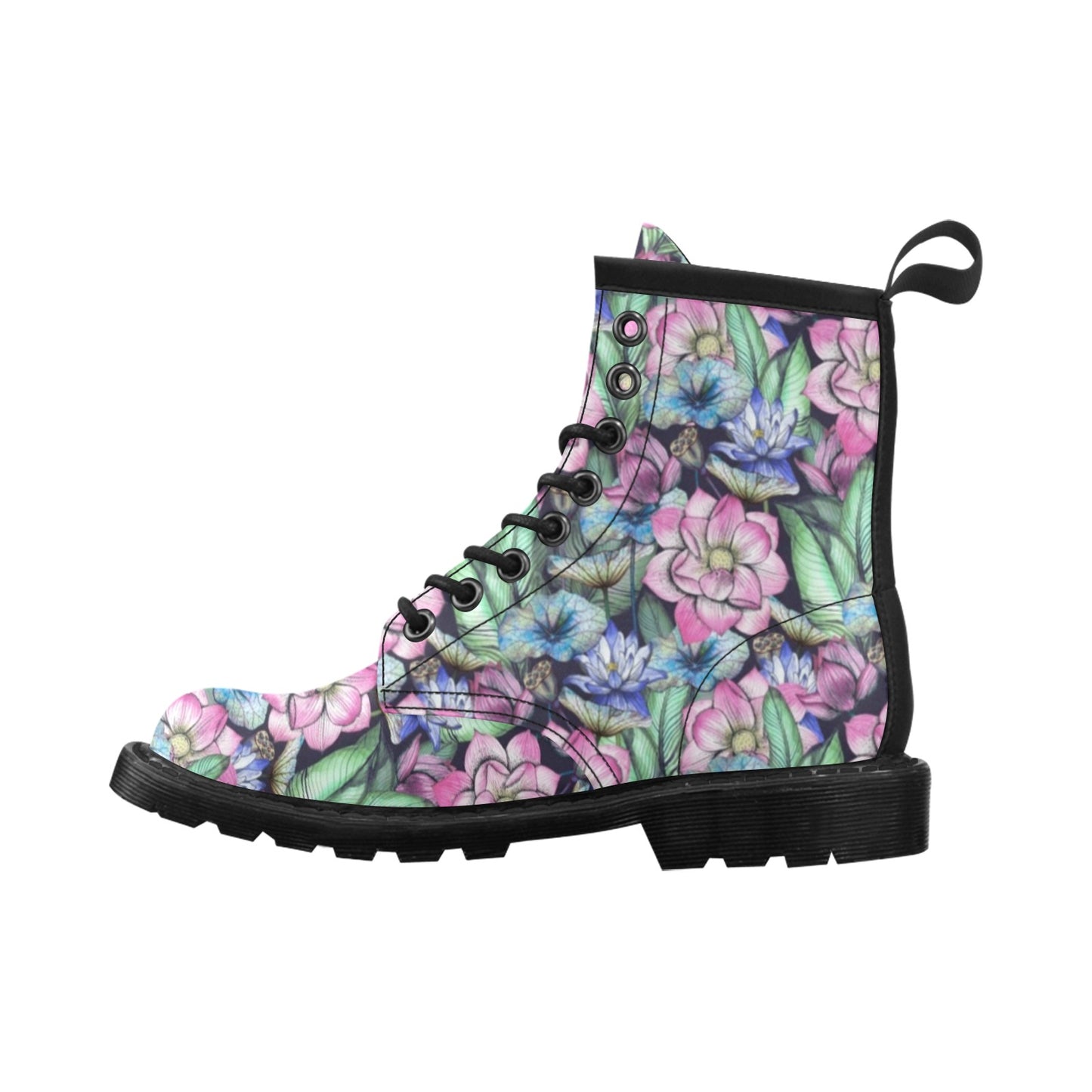 Water Lily Pattern Print Design WL07 Women's Boots