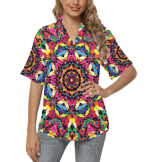Kaleidoscope Pattern Print Design 02 Women's Hawaiian Shirt
