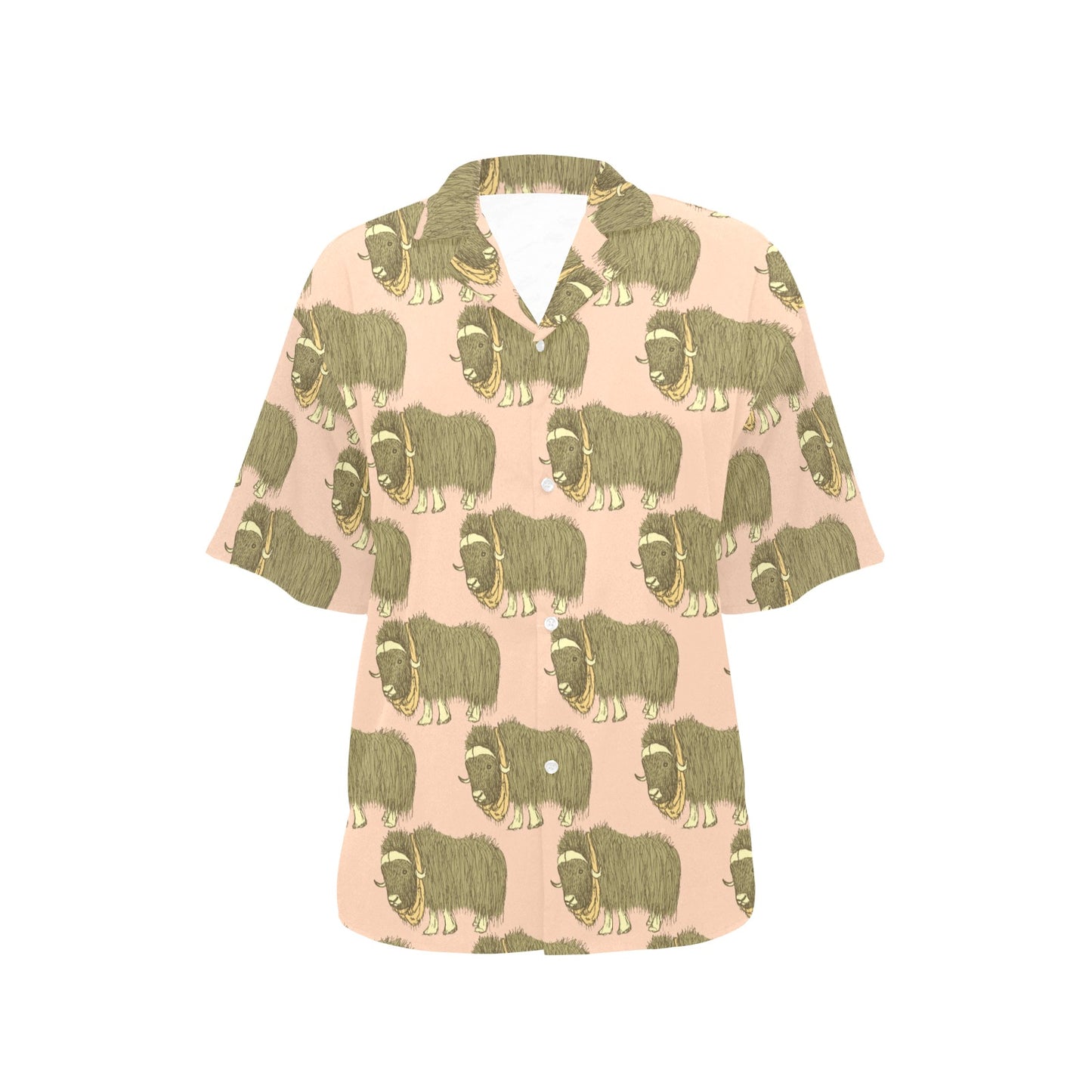 Yak Pattern Print Design 01 Women's Hawaiian Shirt