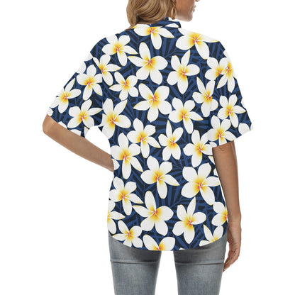 Plumeria Pattern Print Design PM026 Women's Hawaiian Shirt