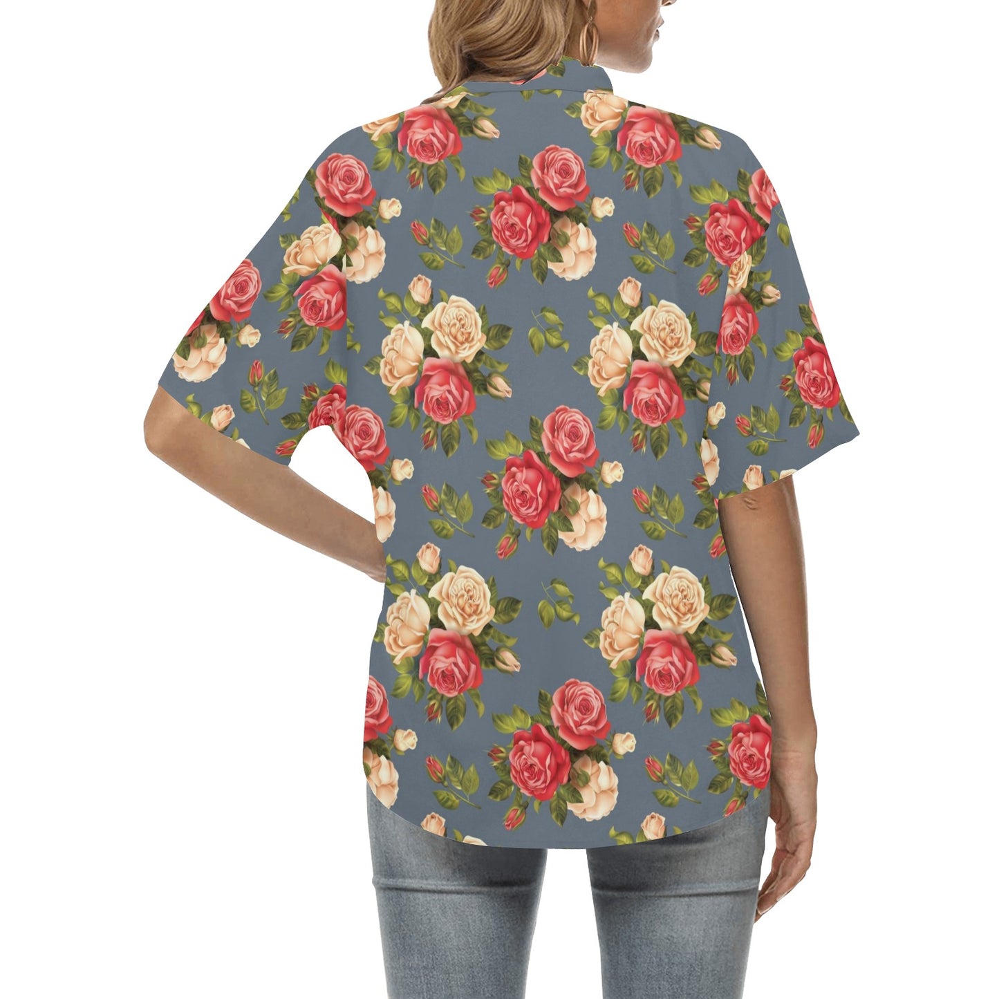 Rose Pattern Print Design RO017 Women's Hawaiian Shirt