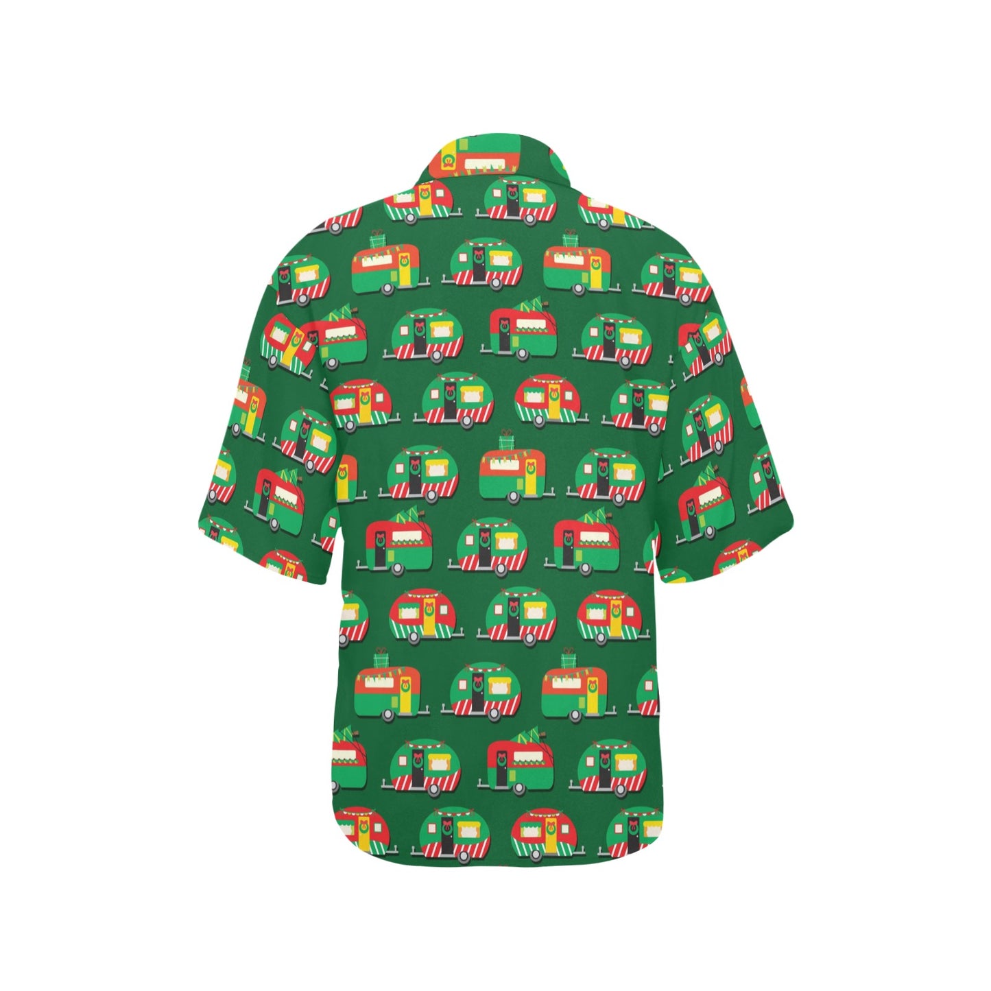 Camper Camping Christmas Themed Print Women's Hawaiian Shirt