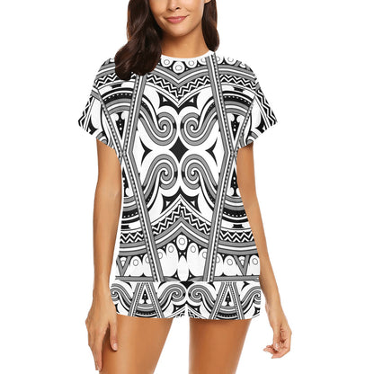 Samoan Pattern Print Design LKS302 Women's Short Pajama Set