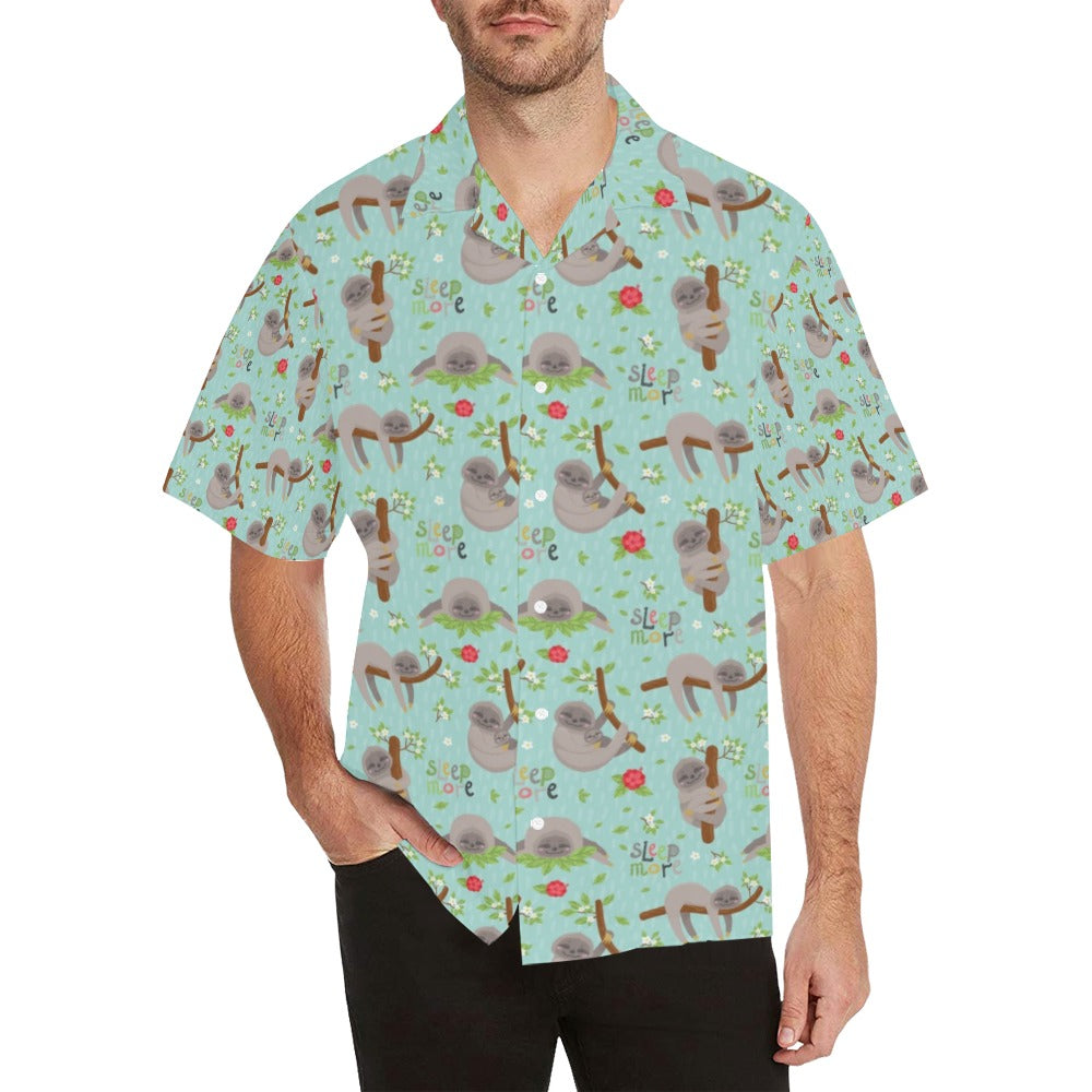 Sloth Print Design LKS305 Men's Hawaiian Shirt