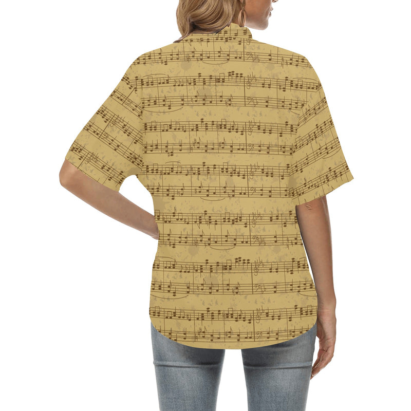 Music Note Vintage Themed Print Women's Hawaiian Shirt