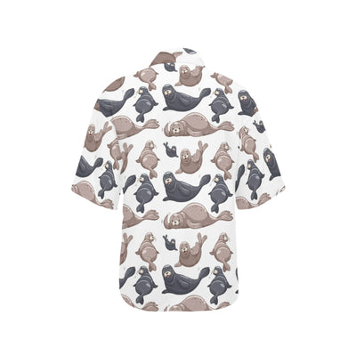 Sea Lion Pattern Print Design 02 Women's Hawaiian Shirt