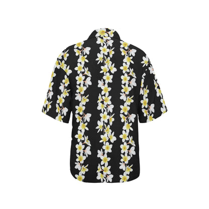 White Plumeria Pattern Print Design PM08 Women's Hawaiian Shirt