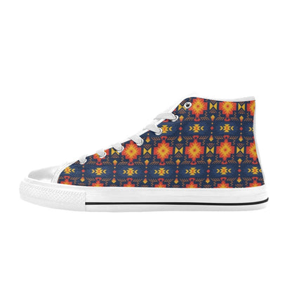 Southwest Pattern Print Design LKS307 High Top Women's White Shoes