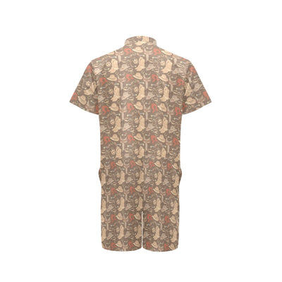 Cowboy Pattern Print Design 02 Men's Romper