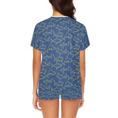 Shark Print Design LKS301 Women's Short Pajama Set