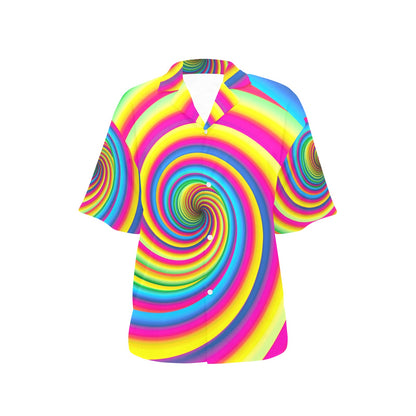 Vortex Twist Swirl Rainbow Design Women's Hawaiian Shirt