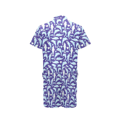 Dolphin Smile Print Pattern Men's Romper