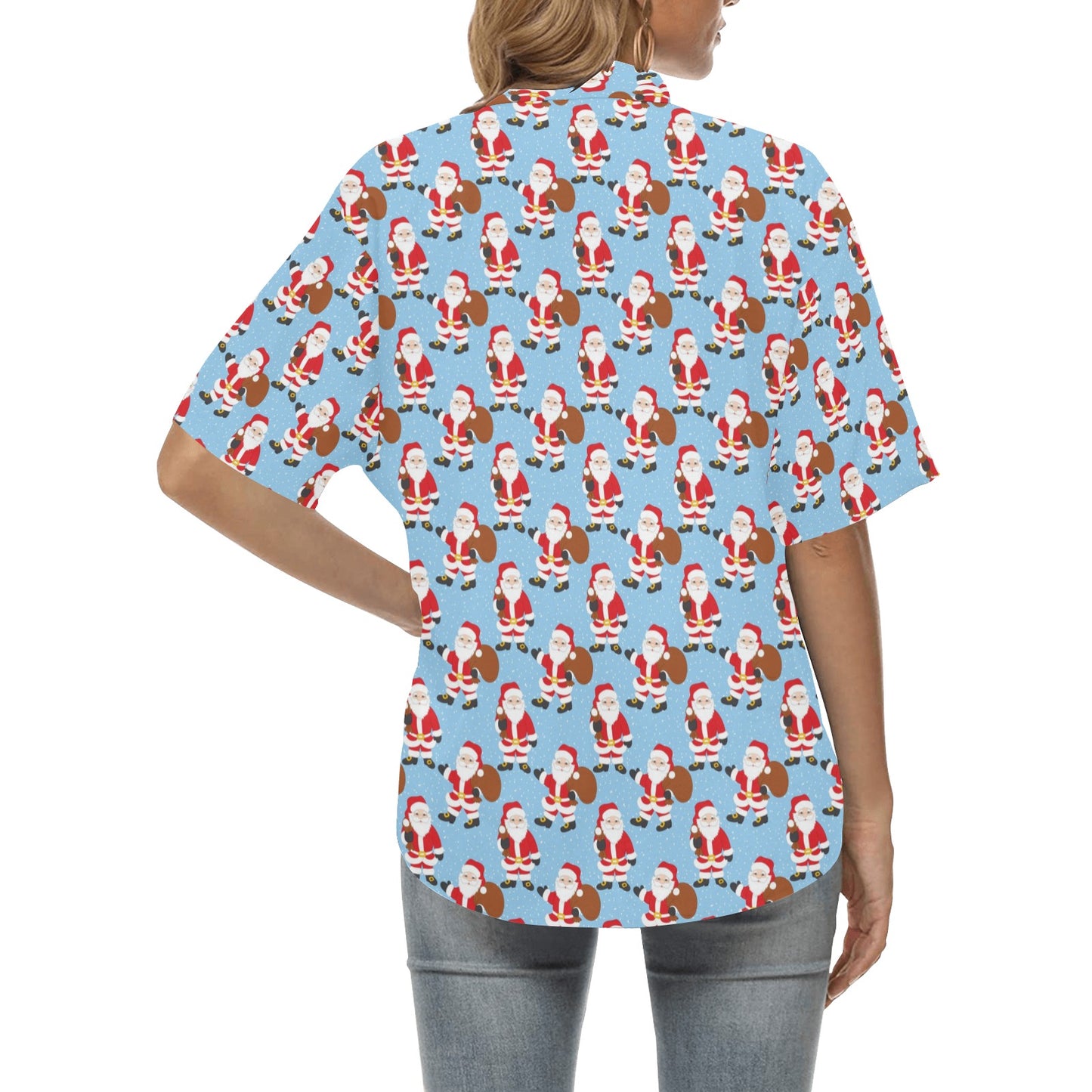 Santa Christmas Themed Print Design LKS305 Women's Hawaiian Shirt