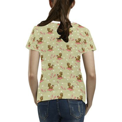 Yorkshire Cute Terriers Print Design LKS301 Women's  T-shirt