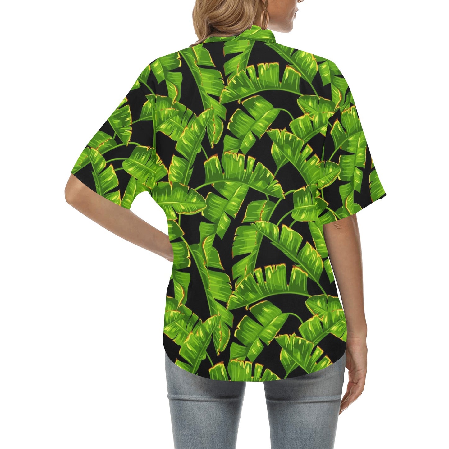 Banana Leaf Pattern Print Design BL06 Women's Hawaiian Shirt