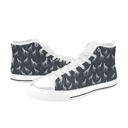 Wolf Print Design LKS303 High Top Women's White Shoes