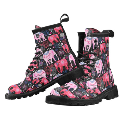 Pink Elephant Pattern Women's Boots