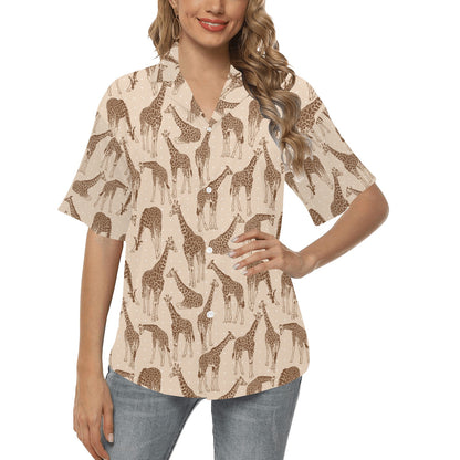 Giraffe Pattern Design Print Women's Hawaiian Shirt
