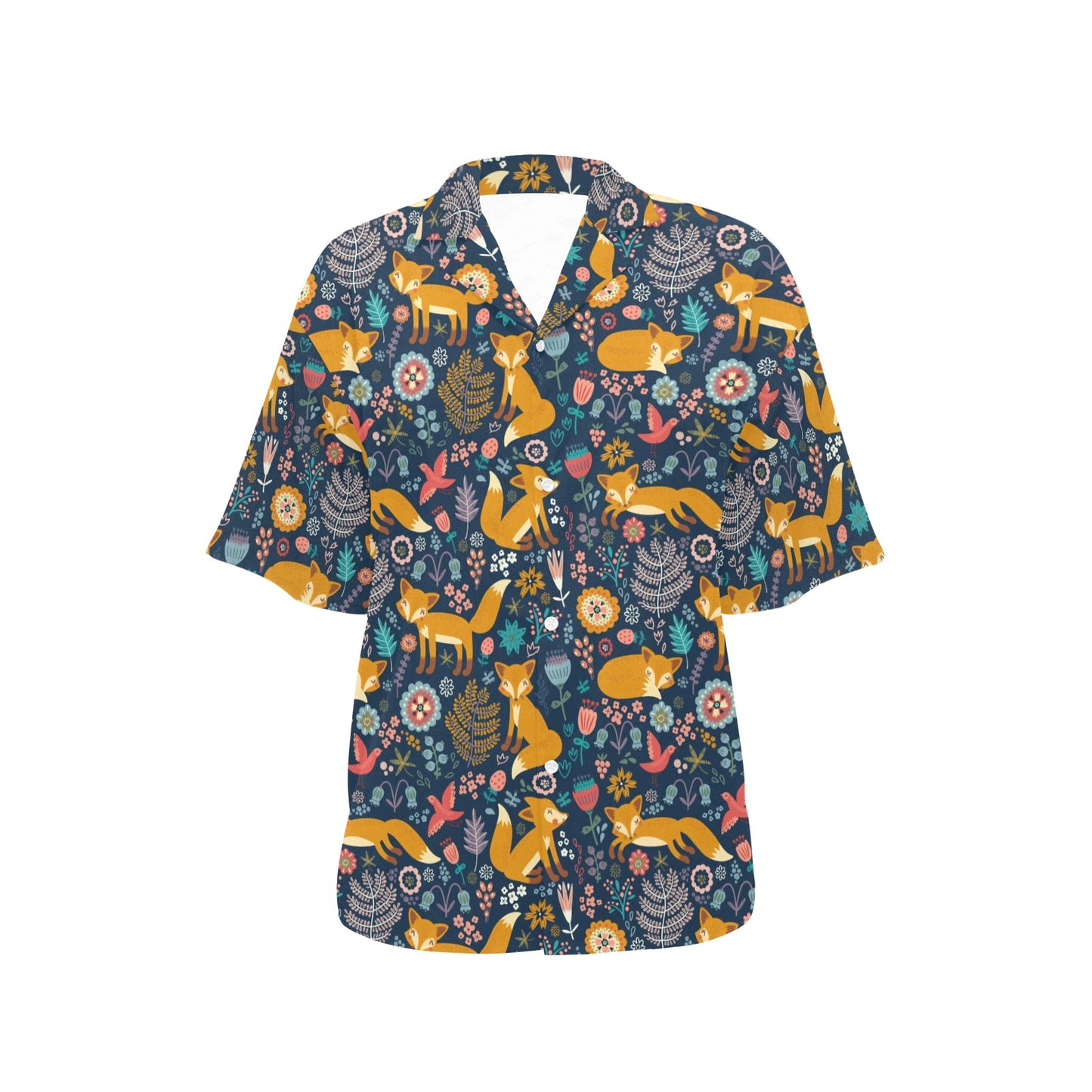 Fox Cute Jungle Print Pattern Women's Hawaiian Shirt