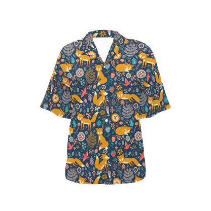 Fox Cute Jungle Print Pattern Women's Hawaiian Shirt