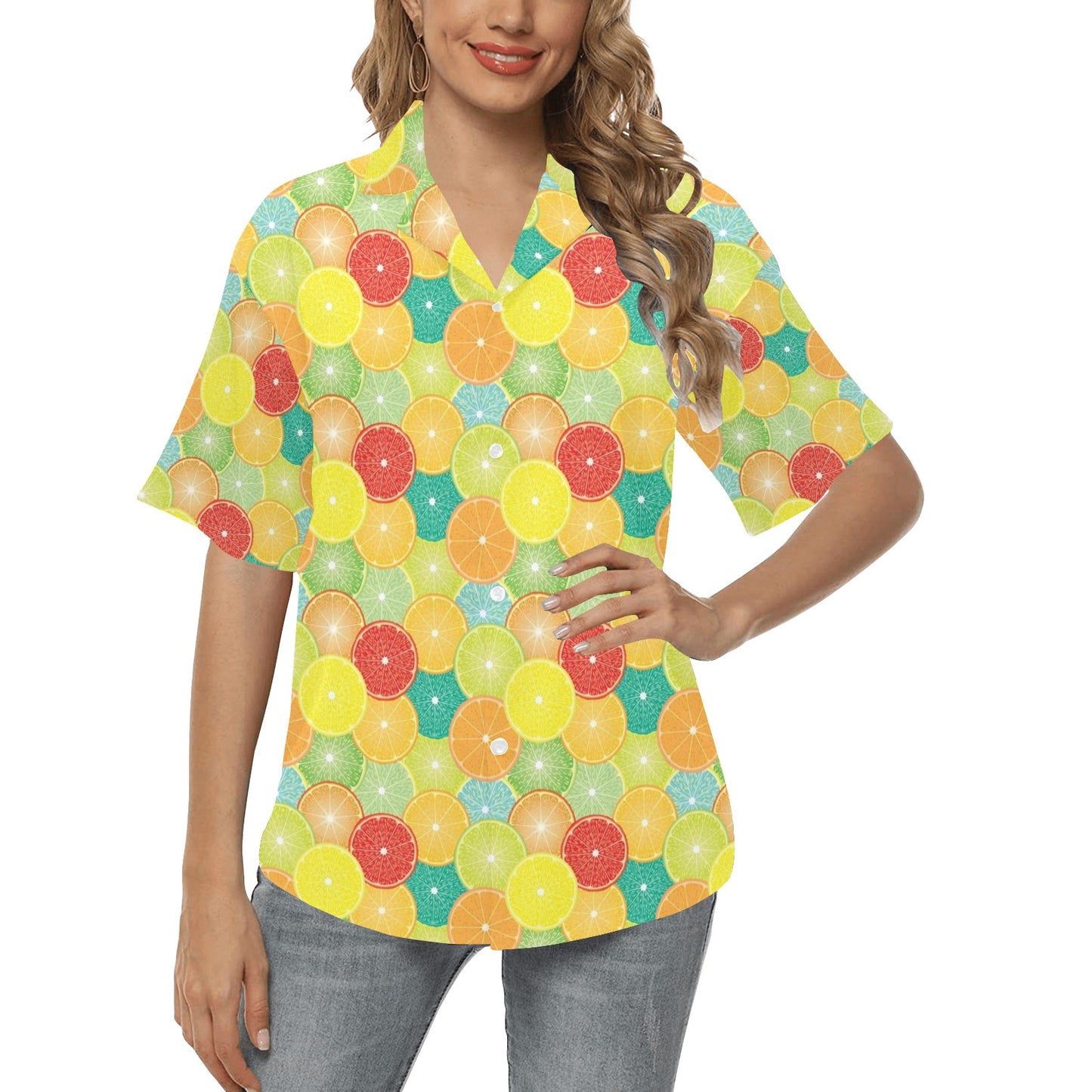 Citrus Pattern Print Design 01 Women's Hawaiian Shirt