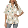 Llama Cactus Pattern Print Design 09 Women's Hawaiian Shirt