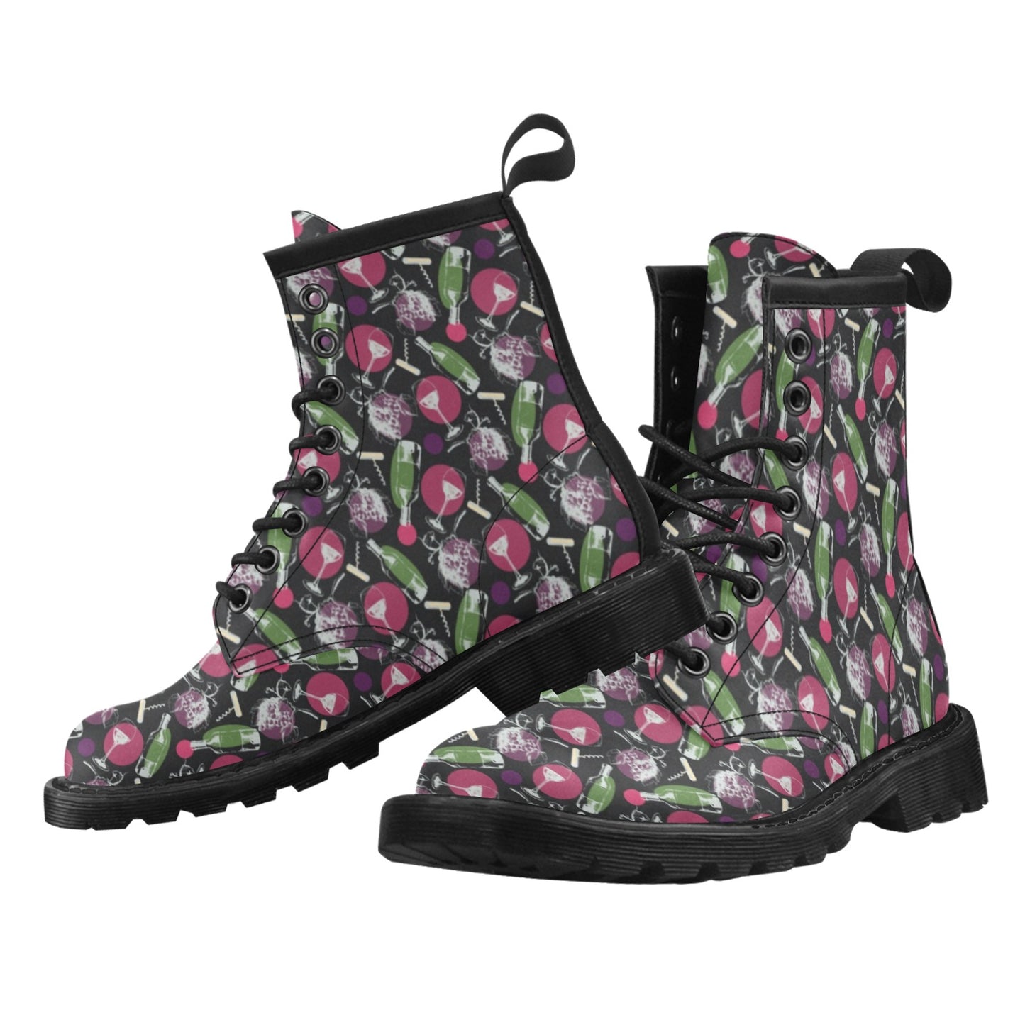 Wine Print Design LKS307 Women's Boots
