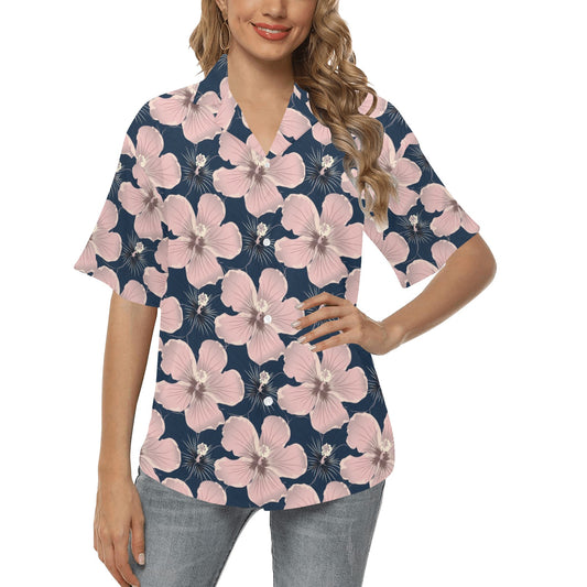 Plumeria Pattern Print Design PM018 Women's Hawaiian Shirt