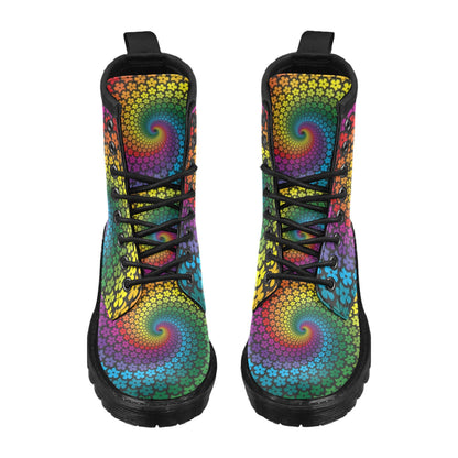 Flower Power Rainbow Spiral Print Women's Boots
