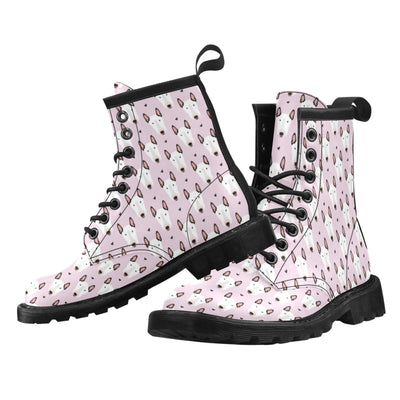 Bull Terrier Pink Print Pattern Women's Boots