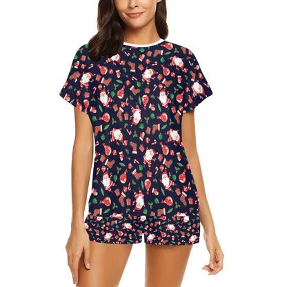 Santa Christmas Themed Print Design LKS304 Women's Short Pajama Set
