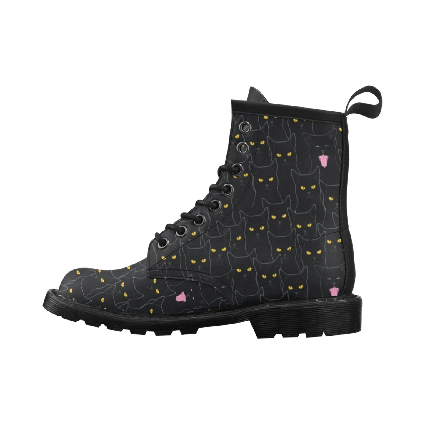 Black Cat Yellow Eyes Print Pattern Women's Boots