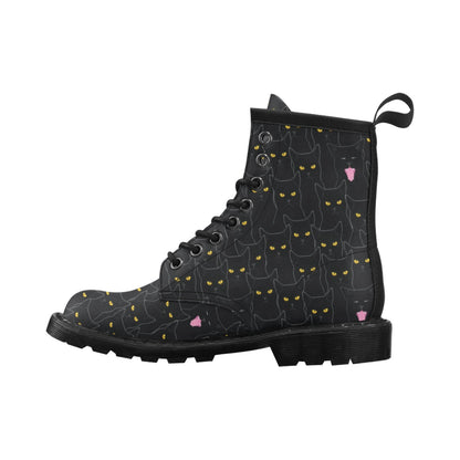 Black Cat Yellow Eyes Print Pattern Women's Boots