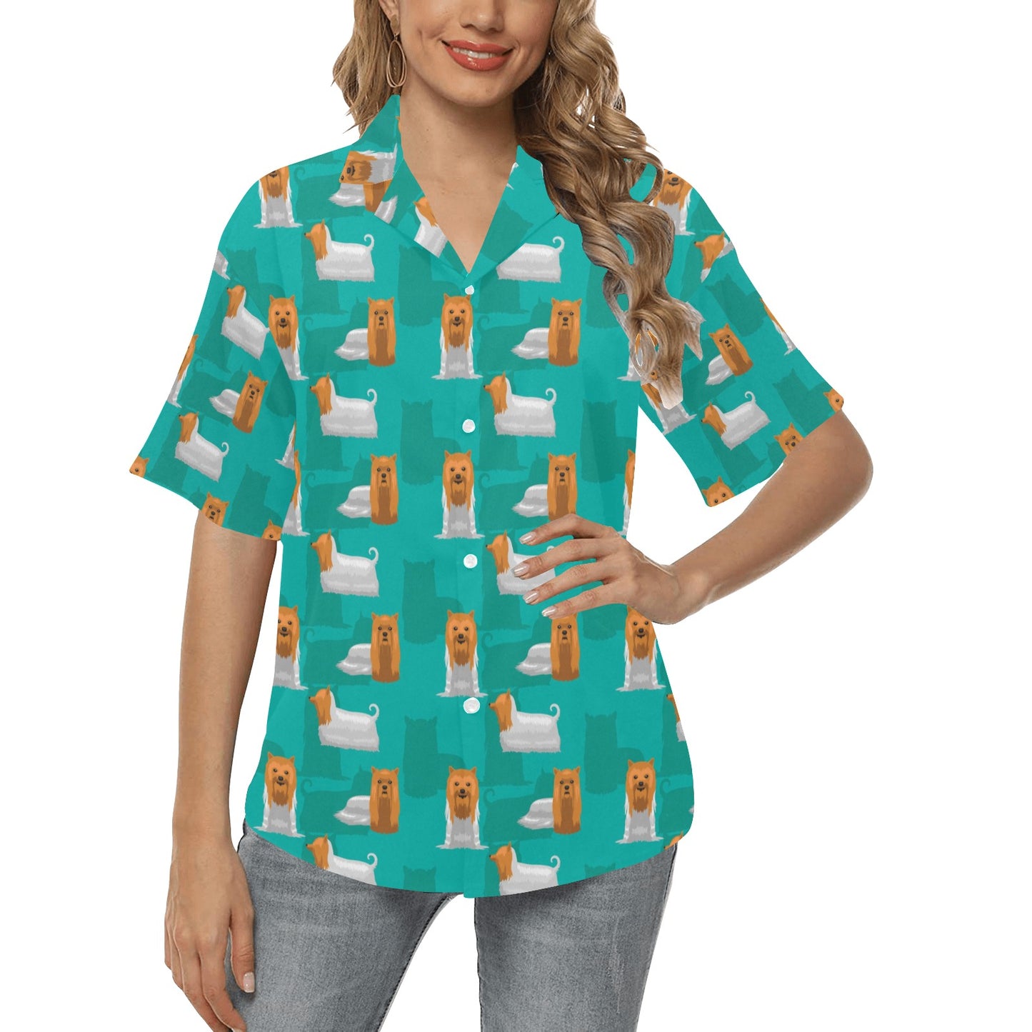 Silky Terriers Print Design LKS301 Women's Hawaiian Shirt