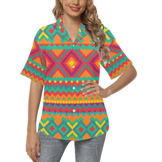 Mexican Pattern Print Design 04 Women's Hawaiian Shirt