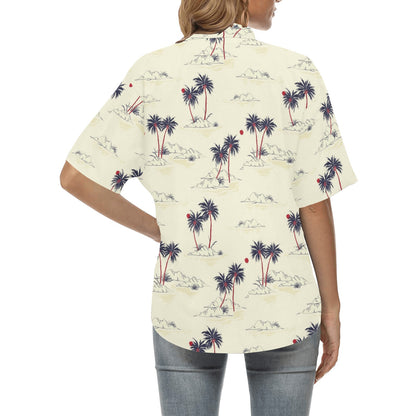 Palm Tree Pattern Print Design PT08 Women's Hawaiian Shirt