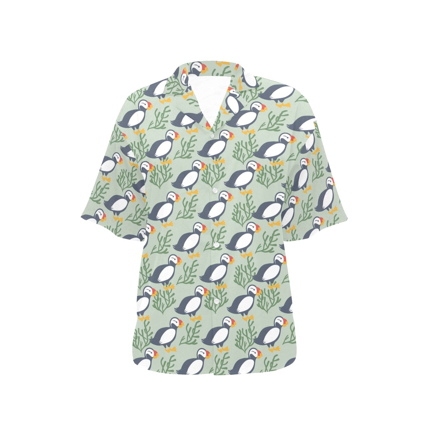 Puffin Pattern Print Design A04 Women's Hawaiian Shirt
