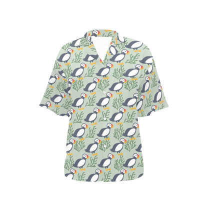 Puffin Pattern Print Design A04 Women's Hawaiian Shirt