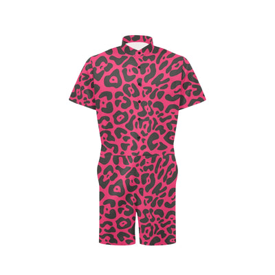 Cheetah Pink Print Pattern Men's Romper