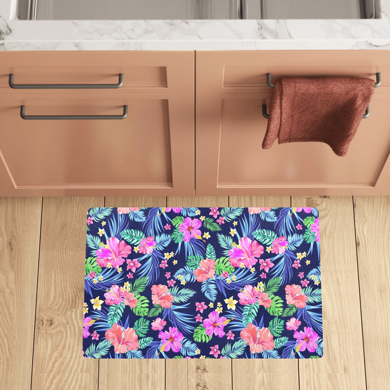 Neon Hibiscus Pattern Print Design HB016 Kitchen Mat