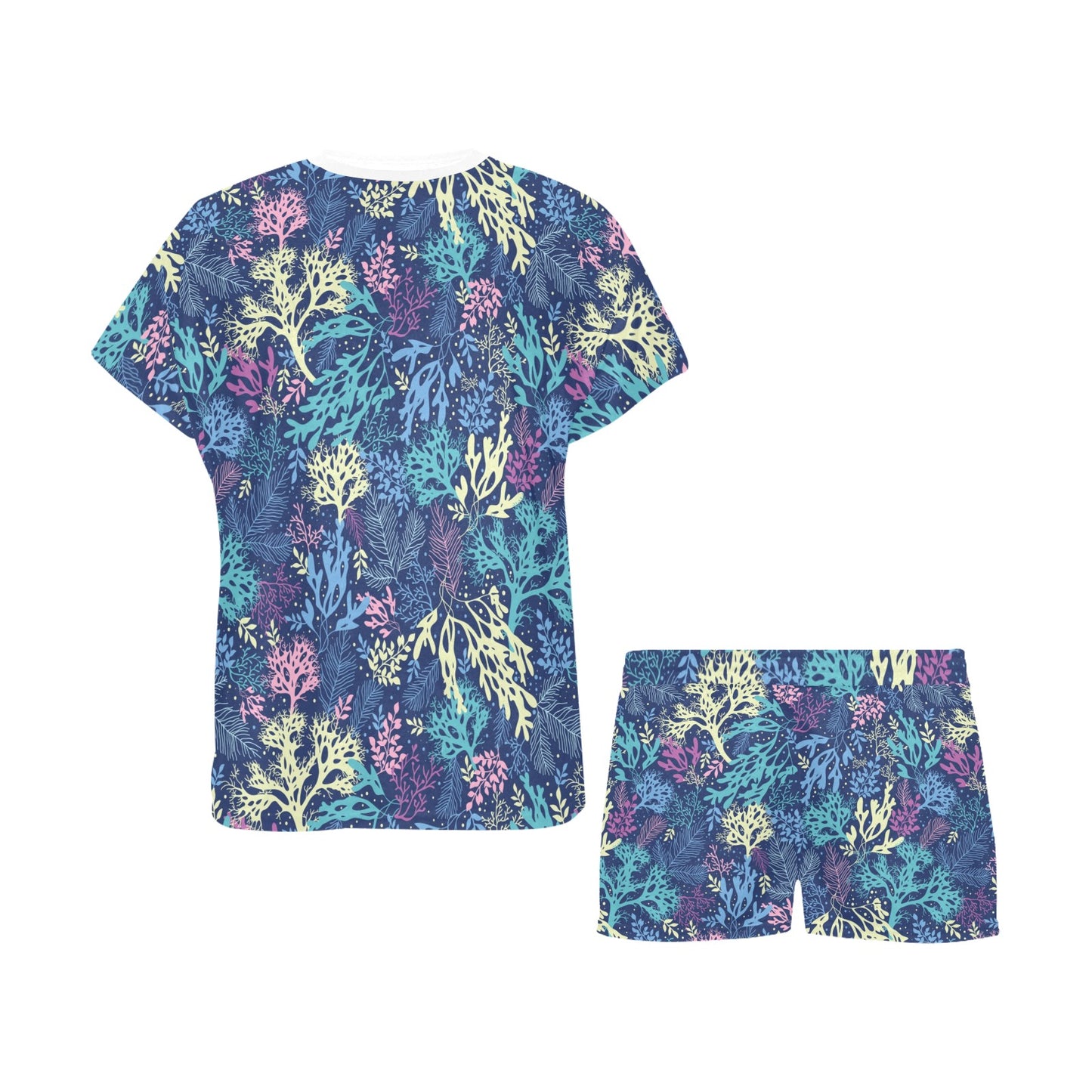 Seaweed Print Design LKS301 Women's Short Pajama Set