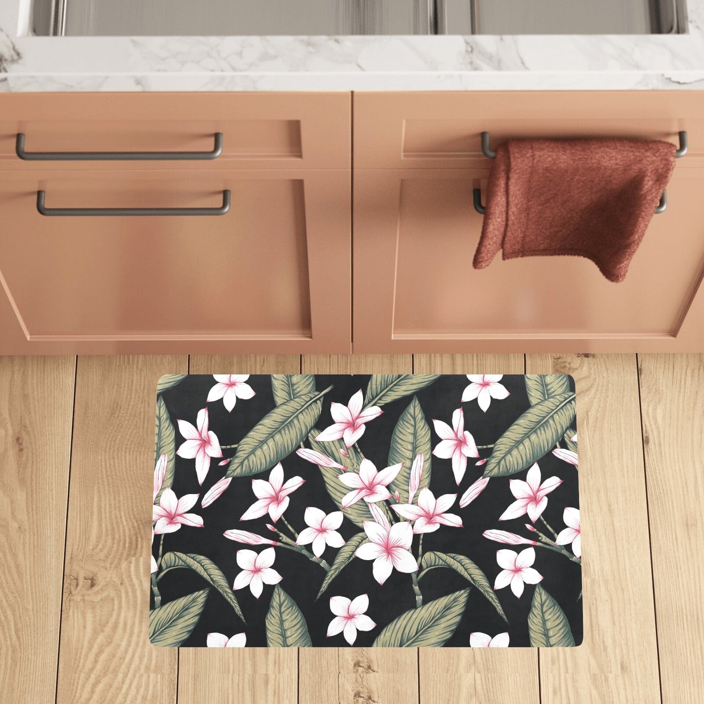 Plumeria Pattern Print Design PM021 Kitchen Mat